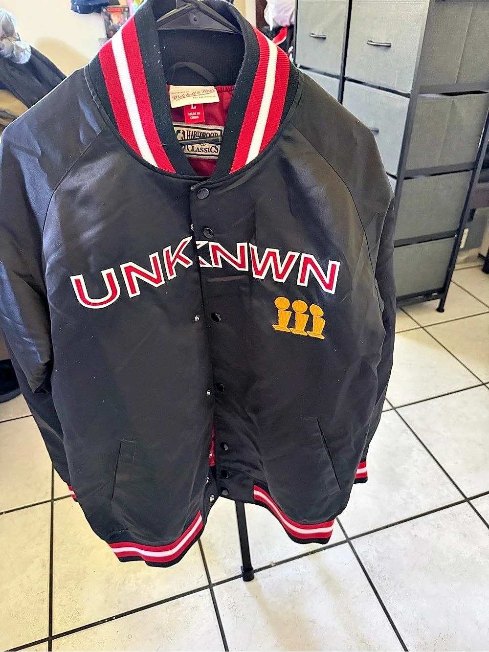 Unknown Men's Black & Red Varsity Jacket Size Medium